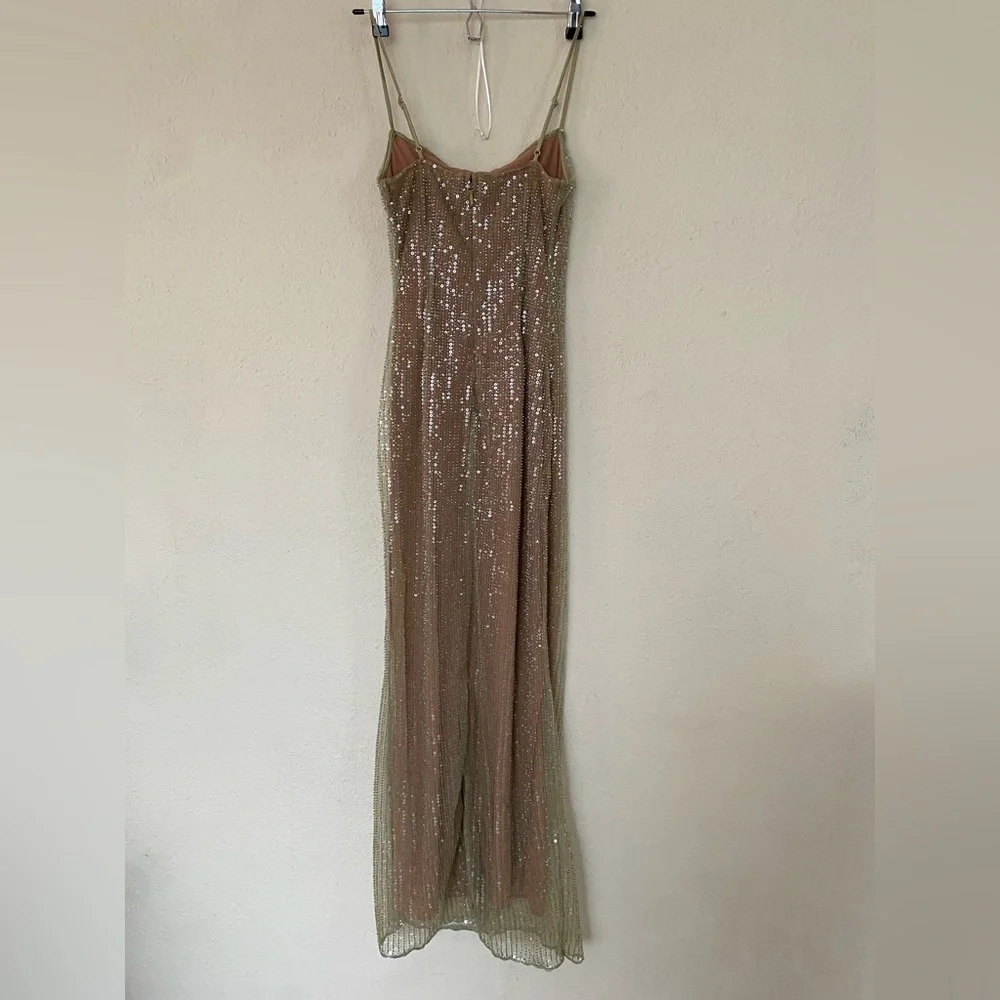 LIMITED EDITION House of CB 'Alondra' Cafe Au Lait Beaded Maxi Dress NWOT sz XS - Picture 5 of 15
